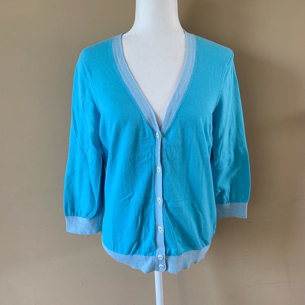 Tommy Hilfiger Large Blue Cardigan Sweater Shirt